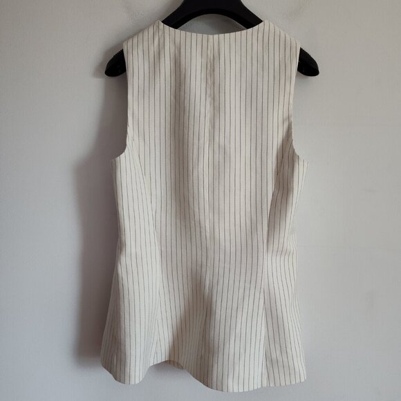 Ladies SZ 4 Madewell Ivory Pinstripe Cutaway Vest - Picture 2 of 3